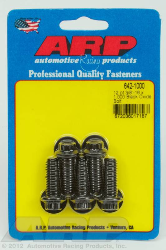 Set of 5 ARP 652-1000 Black Oxide 3/8-16 RH Thread 1.000 UHL 6-Point Bolt with 3/8 Socket and Washer, 