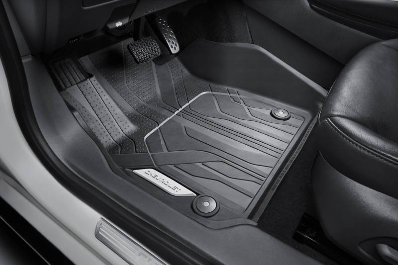 Chevrolet Accessories First- and Second-Row Premium All-Weather Floor Mats in Jet Black with Chevrolet Script