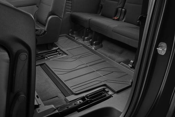 Chevrolet Accessories First- and Second-Row Premium All-Weather Floor Mats in Jet Black with Chevrolet Script