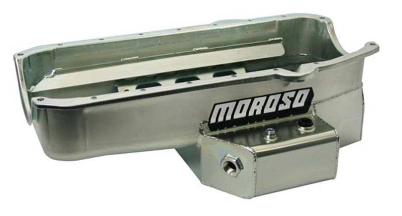 Moroso 21812 - Oil Pan, SBC Pre- 80 Driver'S Side Dipstick, Low Ground  Clearance, Road Race Baffled, 7 Inch Deep
