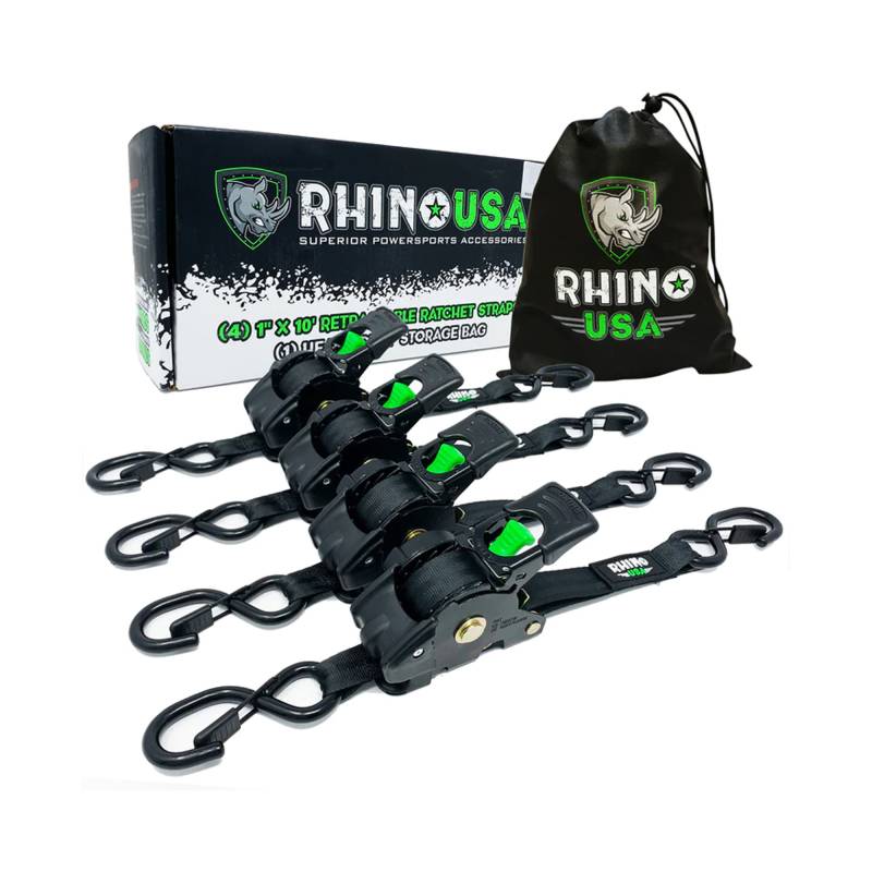 Rhino USA RETRACTABLE-1X10-4PK - 1'' x 10' Retractable Ratchet