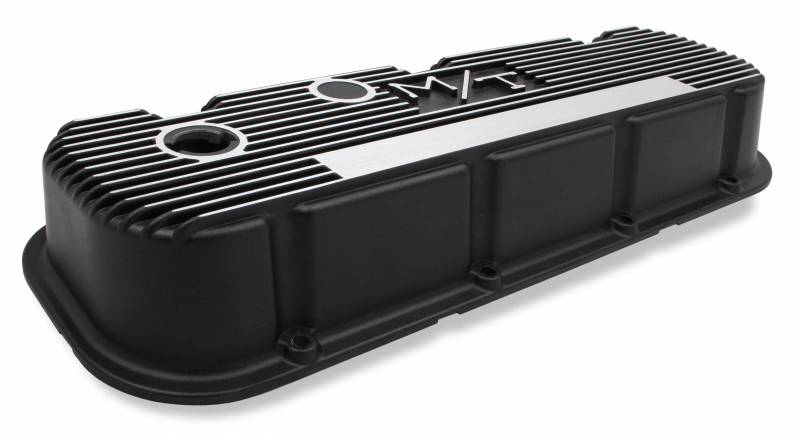 Holley 241-85 M/T Valve Covers Vintage Style Finned Bbc Satin  Black