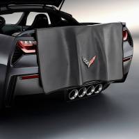 GM Accessories - GM Accessories 23124544 - Rear Bumper Protector in Black with Crossed Flags Logo [C7 Corvette]