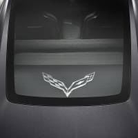 GM Accessories - GM Accessories 22952948 - Upper and Lower Cargo Shade in Black with Crossed Flags Logo [C7 Corvette]