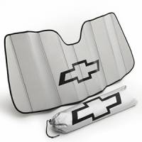 GM Accessories - GM Accessories 22987432 - Front Sunshade Package in Silver with Black Bowtie for Vehicles with Lane Departure