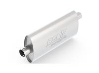 Borla Exhaust - Borla Exhaust 400483 - ProXS Muffler; Center/Offset; 2.25 in. Center Inlet; 2.25 in. Offset Outlet; 19 in. x 4 in. x 9.5 in. Oval Body; 24 in. OAL; Notched; T-304 Stainless Steel;.