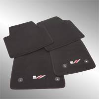 GM Accessories - GM Accessories 23286044 - First And Second-Row Premium Carpeted Floor Mats In Jet Black With V-Sport Logo