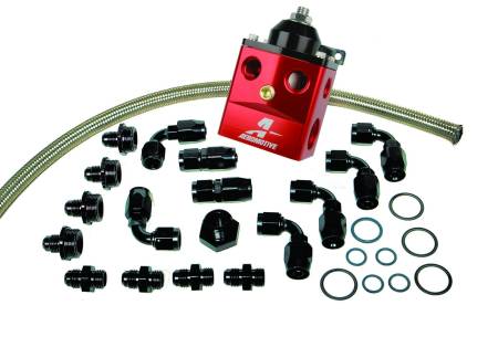 Aeromotive Fuel System - Aeromotive Fuel System 17121 - A4 Dual Carburetor Regulator (P/N 13203) Kit {includes regulator, hose, hose ends and fittings}