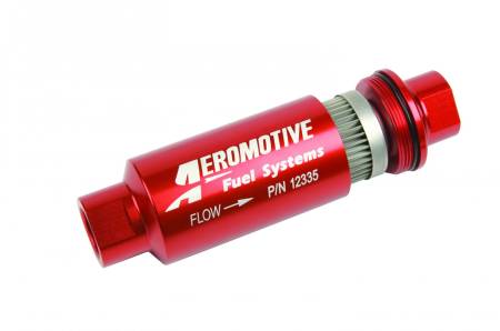 Aeromotive Fuel System - Aeromotive Fuel System 12335 - Filter In -Line AN -10 size, 40 micron stainless steel element, Red Anodize Finish