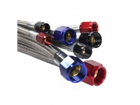 Nitrous Outlet - Nitrous Outlet 00-20010 -  8" 3AN Stainless Braided Hose (Red Fittings)