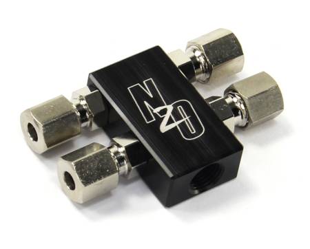 Nitrous Outlet - Nitrous Outlet 00-01759 -  Compact 1 In 4 Out Distribution Block with compression fittings. (1/8" NPT inlets and 5/16-24 Exits ports)