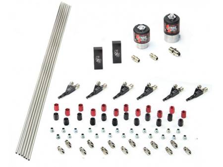 Nitrous Outlet - Nitrous Outlet 00-10385-SBT -  6 Cylinder 2 Solenoids forward Plumbers Kit With Distribution Blocks and SBT Discharge Nozzle's.(.122 Nitrous Solenoid and .177 Fuel Solenoid)