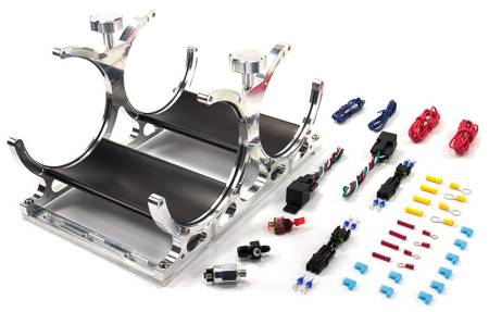Nitrous Outlet - Nitrous Outlet 00-32016-4 -  Automatic Dual Billet Heated Nitrous Bottle Bracket with rubber bottle isolators  (Requires 4an Main Feed Line) (Vertical Mount)