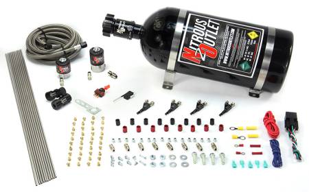 Nitrous Outlet - Nitrous Outlet 00-10362-00 -  4 Cylinder 2 Solenoids Direct Port System With Distribution Blocks (5-7-10 PSI) (50-250HP) (No Bottle) (90? Nozzle's) (.122 Nitrous Solenoid and .177 Fuel Solenoid)