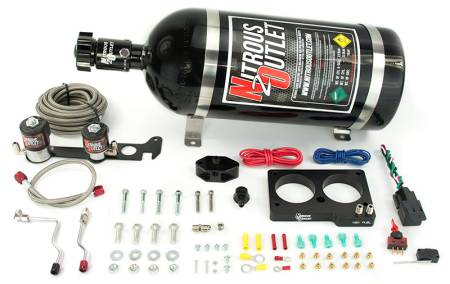 Nitrous Outlet - Nitrous Outlet 00-10157-10 -  99-01 Cobra, 03-04 Mach 1 Ford 4 Valve Hard-Lined Plate System (50-200HP) (10Lb Bottle)