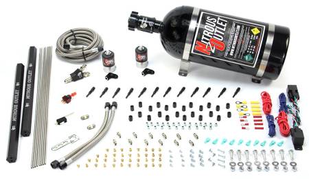 Nitrous Outlet - Nitrous Outlet 00-10397-SBT-DS-10 - Dry EFI Dual Stage 6 Cylinder 2 Solenoids Direct Port System With Dual Rails (75-375HP) (10Lb Bottle) (SBT Nozzle's) (.122 Nitrous Solenoids)