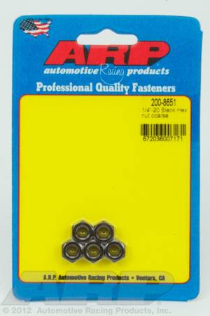 ARP - ARP 200-8651 - 1/4-28 black coarse hex nut kit