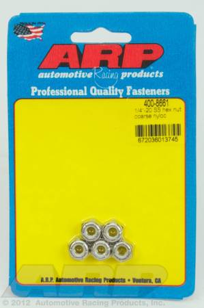 ARP - ARP 400-8661 - 1/4-20 SS coarse nyloc hex nut kit