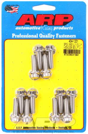 ARP - ARP 434-1201 - SBC/GENIII LS 1/4 flange SS 12pt header bolt kit