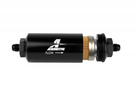 Aeromotive Fuel System - Aeromotive Fuel System 12347 - Filter, In-Line, 10-m Fabric Element, AN-06 Male, Bright-Dip Black, 2" OD
