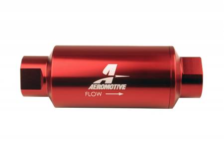 Aeromotive Fuel System - Aeromotive Fuel System 12340 - Filter, In-Line, 10-m Microglass Element, ORB-10 Port, Bright-Dip Red, 2" OD
