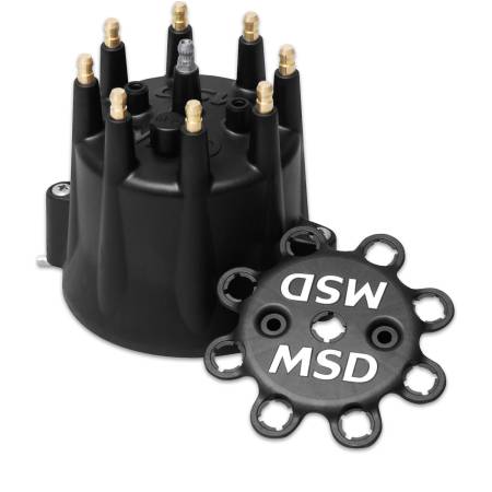 MSD - MSD 84333 - Black Distributor Cap for Chevy V8, HEI, Retainer