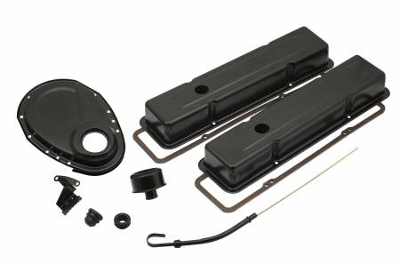 Mr. Gasket - Mr. Gasket 9834BP - Engine Dress Up Kit - Flat Black - Small Block Chevy