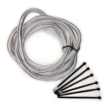 Mr. Gasket - Mr. Gasket 4522 - Convoluted Tubing - Chrome - 1/2 in Diameter x 6 ft Long - Tie Straps Included