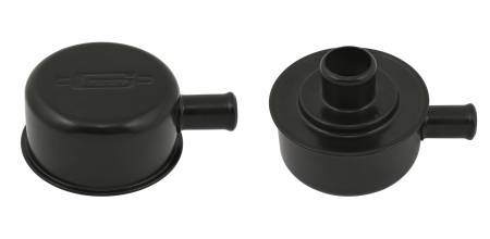 Mr. Gasket - Mr. Gasket 2054BP - Push-On Breather With PCV Fitting - Flat Black - Small Block Chevy