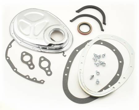 Mr. Gasket - Mr. Gasket 1099 - Timing Cover - Quick Change - 2-Piece - Small Block Chevy - Chrome Plated