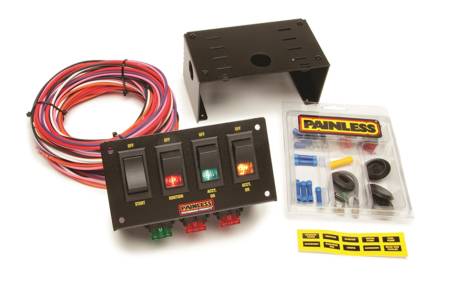 Painless Wiring - Painless Wiring 50301 - 4-Switch Fused Panel w/all necessary wiring & hardware