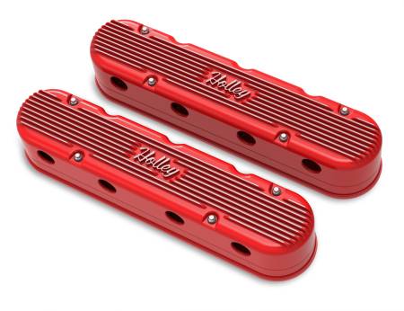 Holley - Holley 241-174 - 2-Piece Vintage Series Valve Cover - Gen Iii/Iv Ls - Gloss Red Machined