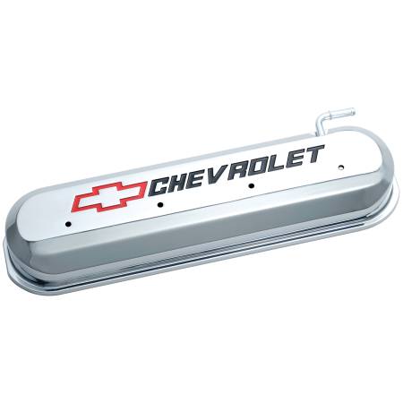 Proform - Proform 141-265 - Engine Valve Covers; Tall Style; Die Cast; Chrome with Bowtie Logo; LS Engines