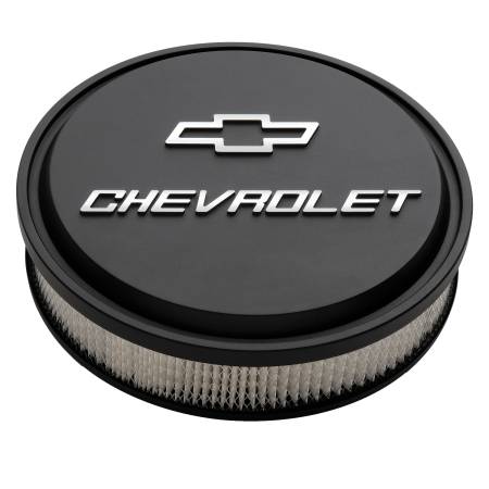 Proform - Proform 141-830 - 14" Air Cleaner Kit; Aluminum; Black Crinkle; Raised Chevy and Bowtie Emblems