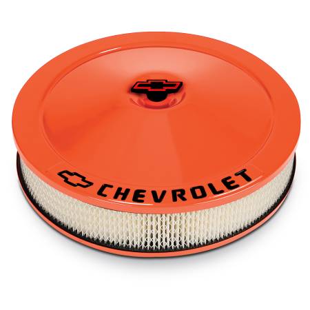 Proform - Proform 141-785 - Engine Air Cleaner Kit; 14 Inch Dia; Orange; Chevy Black Lettering w/Bowtie Logo