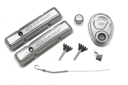 Proform - Proform 141-001 - Engine Dress-Up Kit; Chrome with Stamped Chevy Logo; Fits SB Block Chevy Engines