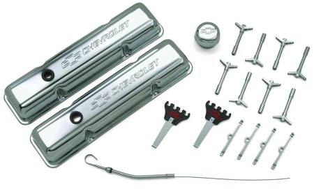 Proform - Proform 141-002 - Engine Dress-Up Kit; Chrome with Stamped Chevy Logo; Fits SB Block Chevy Engines