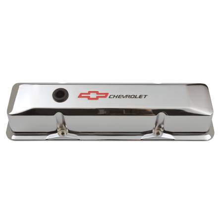 Proform - Proform 141-117 - Engine Valve Covers; Tall Style; Die Cast; Chrome with Bowtie Logo; For SB Chevy