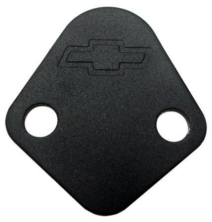 Proform - Proform 141-213 - Fuel Pump Block-Off Plate; Blk Crinkle with Bowtie; Fits BB Chevy V8 Engines