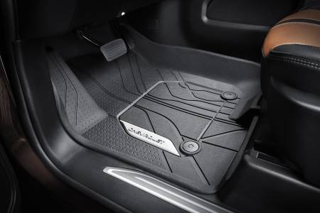 GM Accessories - GM Accessories 84333602 - Front-Row Premium All-Weather Floor Liners in Black with Chevrolet Script For Vehicles with Center Console [2021+ Silverado]