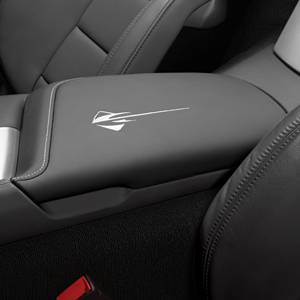 GM Accessories - GM Accessories 84539746 - Floor Console Lid in Gray Leather with Light Gray Stitching and Stingray Logo [C7 Corvette]