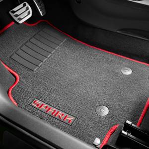 GM Accessories - GM Accessories 42392371 - Front and Rear Carpeted Floor Mats in Jet Black with Racer Red Stitching [2022+ Spark]