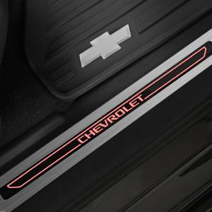 GM Accessories - GM Accessories 22933513 - Illuminated Front Door Sill Plates in Jet Black with Chevrolet Script [2015-2020 Suburban & Tahoe]