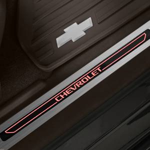 GM Accessories - GM Accessories 22933515 - Illuminated Front Door Sill Plates in Cocoa with Chevrolet Script [2015-2020 Suburban & Tahoe]