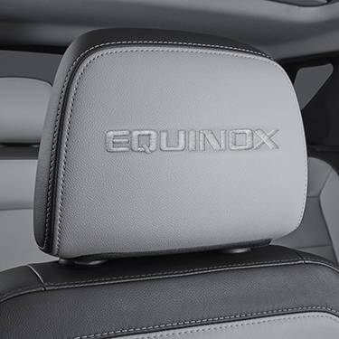 GM Accessories - GM Accessories 84466963 - Leather Headrest in Medium Ash Gray with Embroidered Equinox Script [2019-21 Equinox]