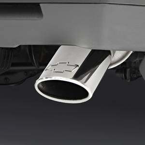 GM Accessories - GM Accessories 23238761 - 2.5L Polished Stainless-Steel Angle-Cut Dual-Wall Exhaust Tip with Bowtie Logo [2022+ Colorado]