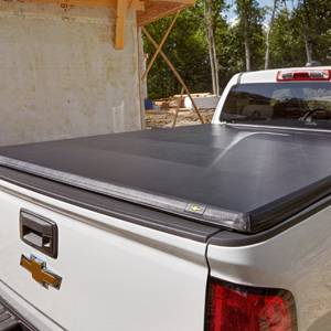 GM Accessories - GM Accessories 84203265 - Short Box Soft Tri-Fold Tonneau Cover in Black with Bowtie Logo [2022+ Colorado]