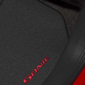 GM Accessories - GM Accessories 42556006 - Front and Rear Carpeted Floor Mats in Pewter with Sonic Logo [2017-2020 Sonic]