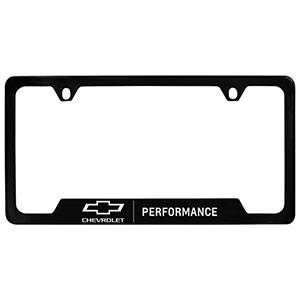 GM Accessories - GM Accessories 19368106 - License Plate Frame in Black with Chrome Bowtie Logo and Performance Script