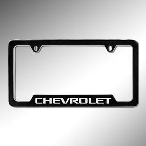 GM Accessories - GM Accessories 19330391 - License Plate Frame in Black with Chrome Chevrolet Script